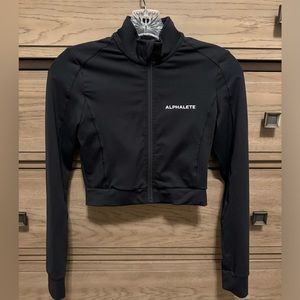 Alphalete Fitted Crop Zip Jacket Black